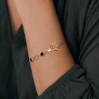 Personalized Birth Flower & Birthstones Bracelet July Water Lily