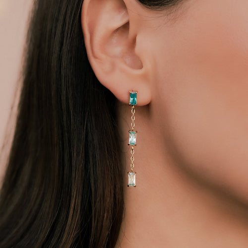 Ombre Baguette Dangle Earrings