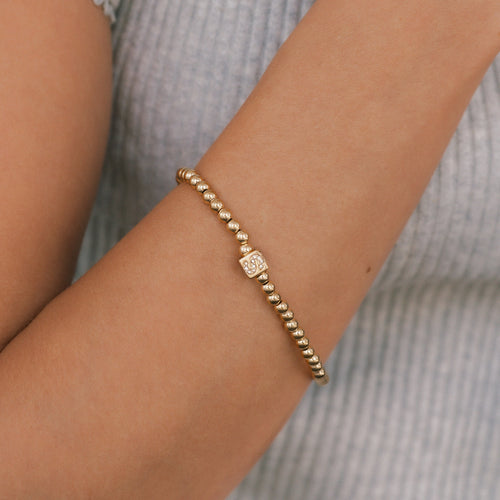Beaded Block Initial Bracelet