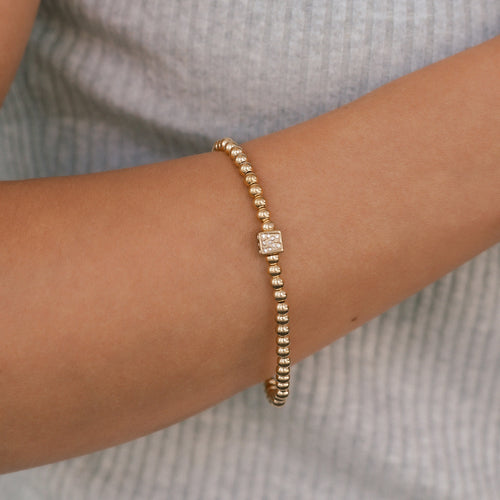 Beaded Block Initial Bracelet