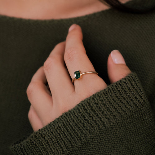 Dainty Moss Agate Ring