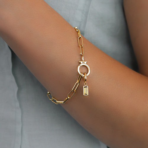 Dainty Baguette Birthstone Charm