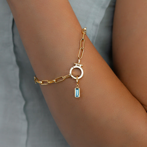 Dainty Baguette Birthstone Charm