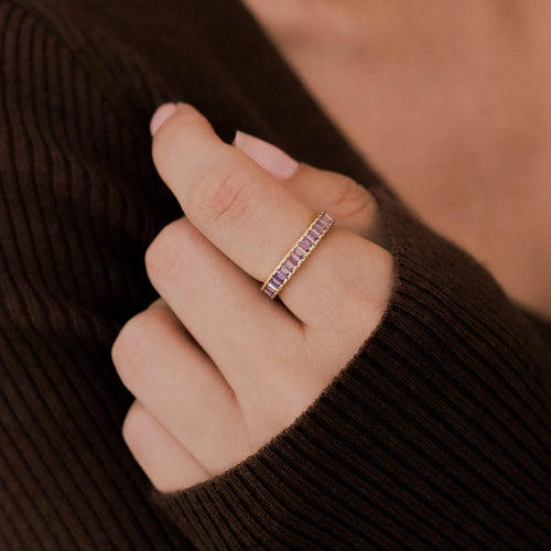 Baguette Birthstone Eternity Band