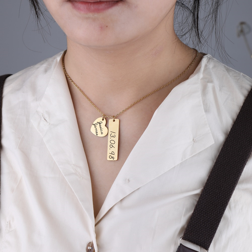 Engraved Heart Pendant Necklace • Best Friend Gift