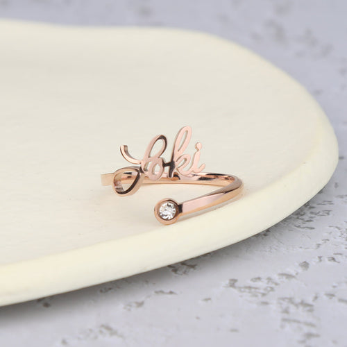 Custom Name Birthstone Ring