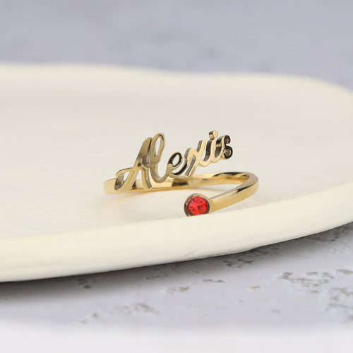 Custom Name Birthstone Ring
