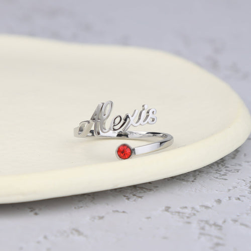 Custom Name Birthstone Ring