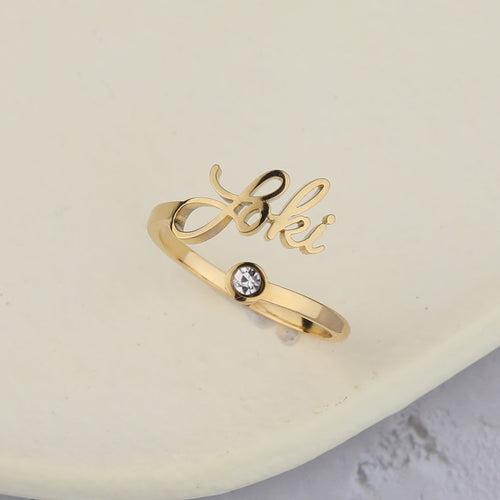 Custom Name Birthstone Ring