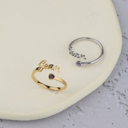 Custom Name Birthstone Ring