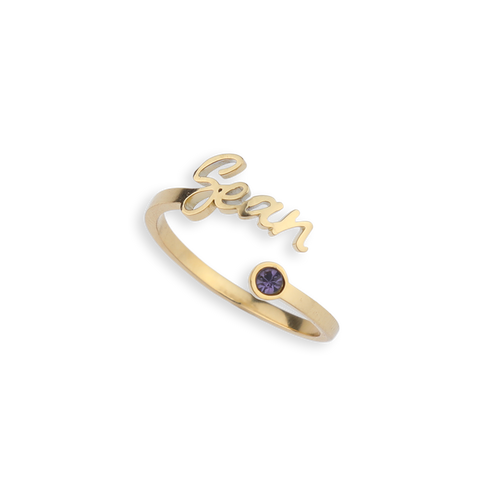 Custom Name Birthstone Ring