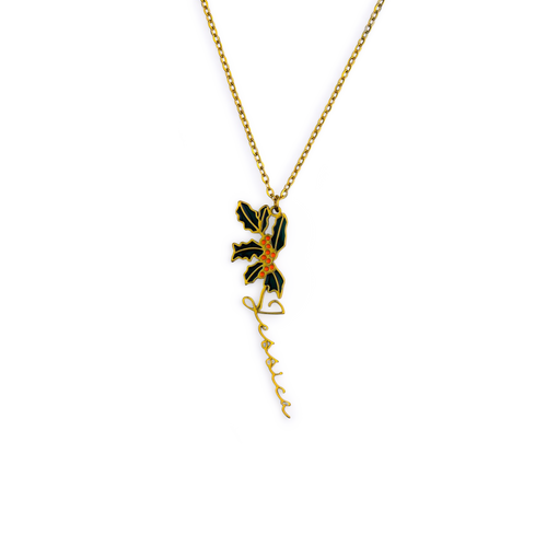 Watercolor Birth Flower Name Necklace