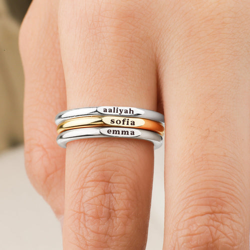 Flat Top Super Tiny Stackable Name Ring