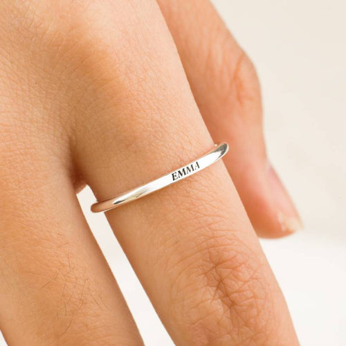 Flat Top Super Tiny Stackable Name Ring