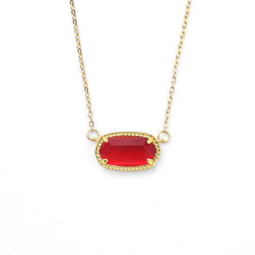 Oval Birthstone Pendant Necklace