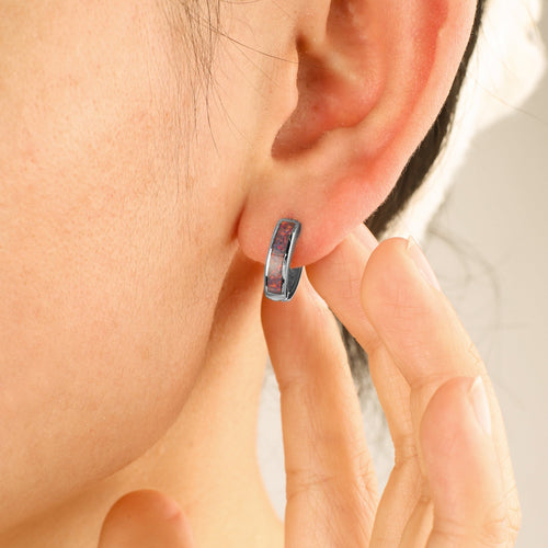 Opal Inlay Huggie Hoop Earrings