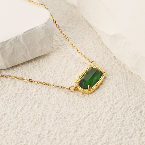 Oval Birthstone Pendant Necklace