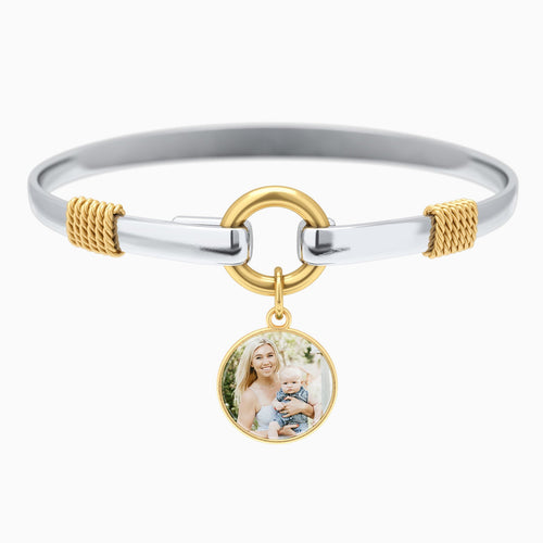 Personalized Photo Two-Tone Charm Bracelet