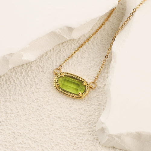 Oval Birthstone Pendant Necklace