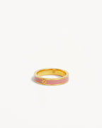 Yellow Gold Vermeil Born to Bloom Enamel Ring - Pink Clay