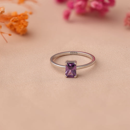 Emerald Cut Birthstone Ring