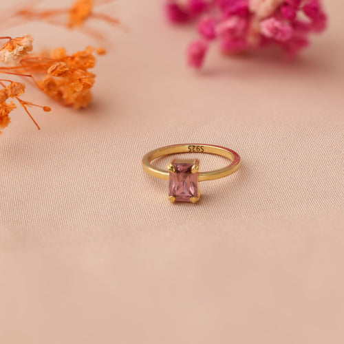 Emerald Cut Birthstone Ring