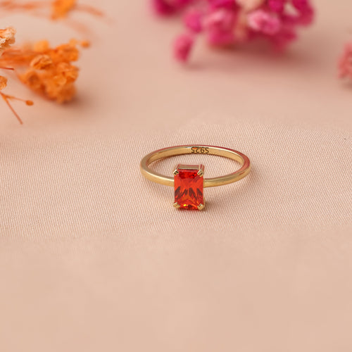 Emerald Cut Birthstone Ring