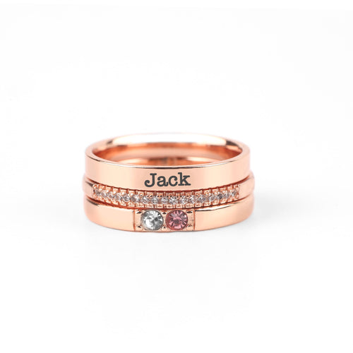 Personalized Name Birthstones Stacking Rings