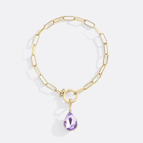 Mint Paperclip Bracelet & Teardrop Birthstone Charm