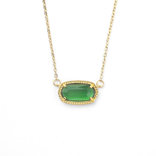 Oval Birthstone Pendant Necklace