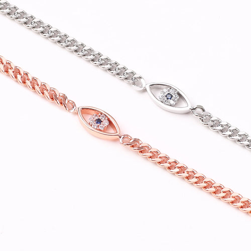 Dainty Cuban Link Chain Evil Eye Bracelet