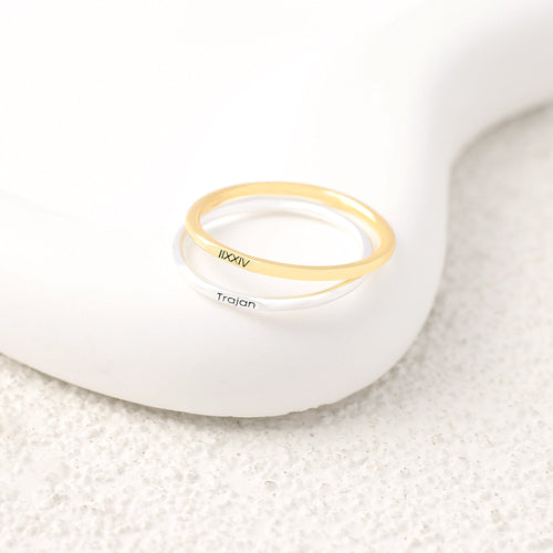 Flat Top Super Tiny Stackable Name Ring