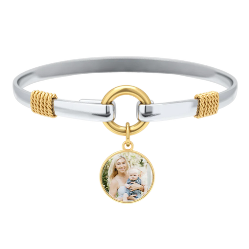 Personalized Photo Two-Tone Charm Bracelet