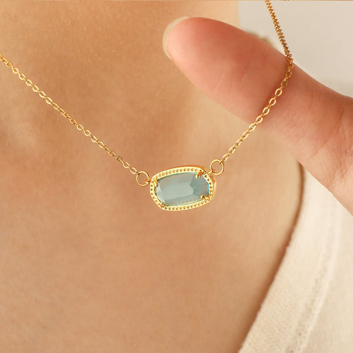 Oval Birthstone Pendant Necklace