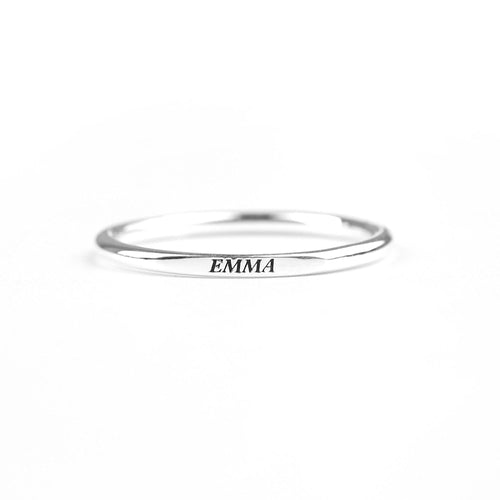 Flat Top Super Tiny Stackable Name Ring