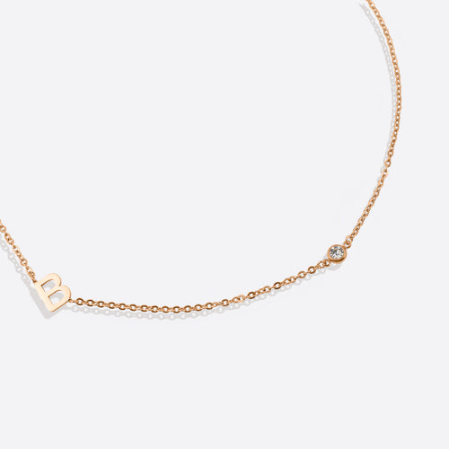 Initial Necklace with Diamond Accent
