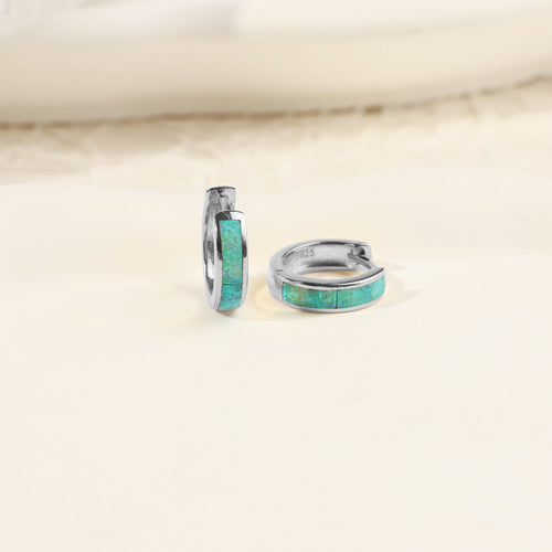 Opal Inlay Huggie Hoop Earrings