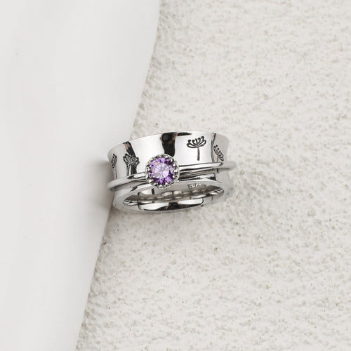 Dandelion Birthstone Spinning Fidget Ring