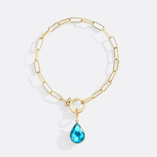 Mint Paperclip Bracelet & Teardrop Birthstone Charm