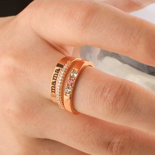 Personalized Name Birthstones Stacking Rings