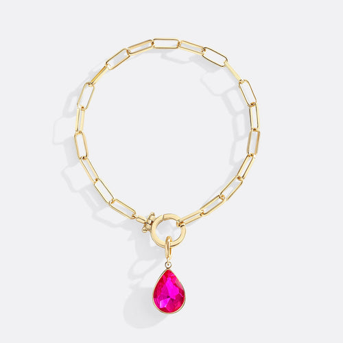 Mint Paperclip Bracelet & Teardrop Birthstone Charm