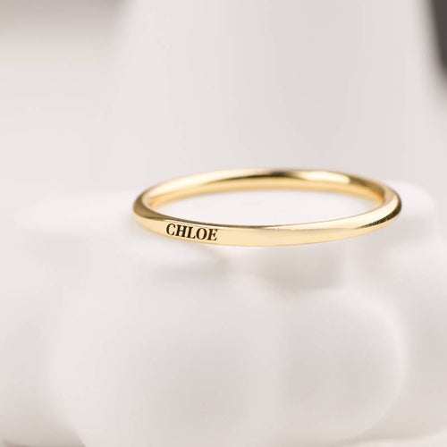 Flat Top Super Tiny Stackable Name Ring