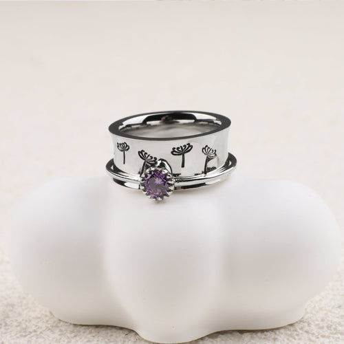 Dandelion Birthstone Spinning Fidget Ring