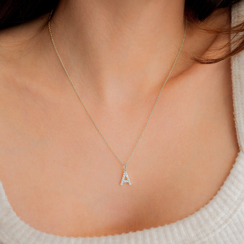 Pave Uppercase Initial Necklace