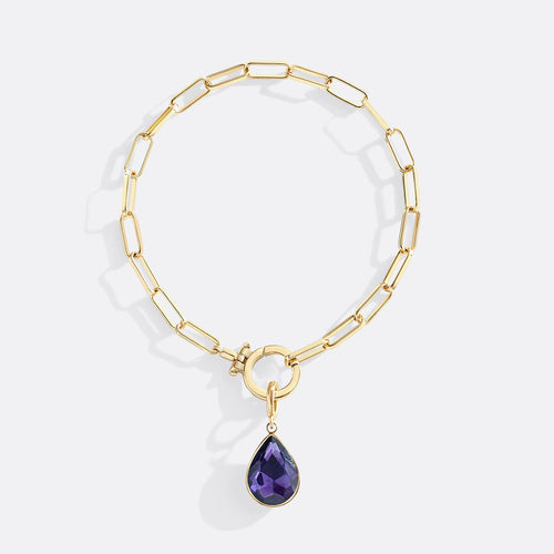 Mint Paperclip Bracelet & Teardrop Birthstone Charm