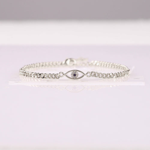 Dainty Cuban Link Chain Evil Eye Bracelet