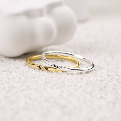 Flat Top Super Tiny Stackable Name Ring