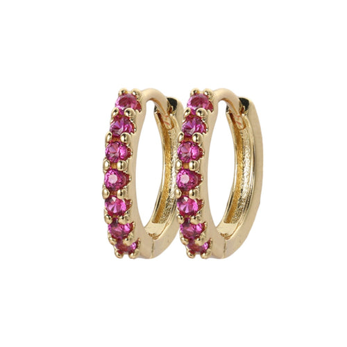 Gemstone Sleeper Huggie Hoop Earrings