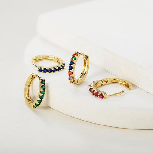 Gemstone Sleeper Huggie Hoop Earrings