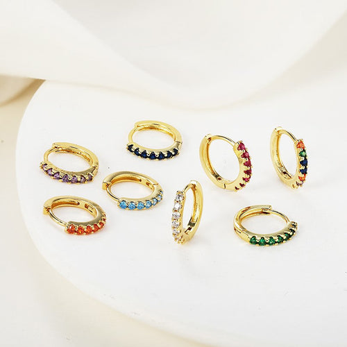 Gemstone Sleeper Huggie Hoop Earrings